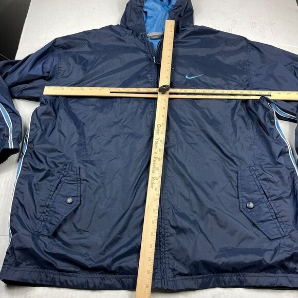 Nike Mens Zip Up Track Jacket Blue Hooded Training Retro Windbreaker Size LARGE - Picture 5 of 11